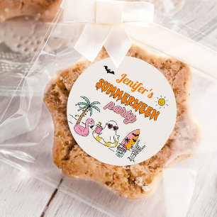 Summerween Summer Pool Halloween Party Classic Round Sticker