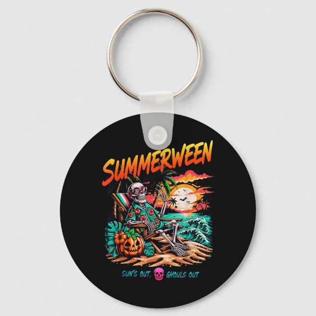 Summerween Suns Out Ghouls Out Skeleton Relaxing Keychain (Front)