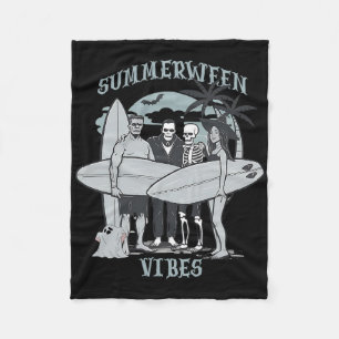 Summerween Surfing Monsters Clic Halloween Vibes G Fleece Blanket