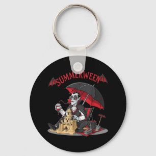 Summerween Vampire Beach Dracula Sandcastle Gothic Keychain