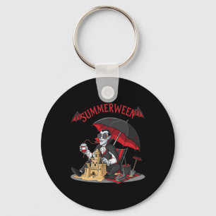Summerween Vampire Beach Dracula Sandcastle Gothic Keychain
