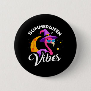 Summerween Vibes Flamingo Summer Halloween Vacatio 2 Inch Round Button