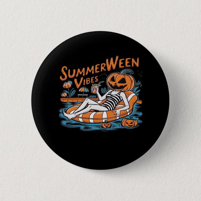 Summerween Vibes For Spooky Summer, Halloween Gift 2 Inch Round Button (Front)