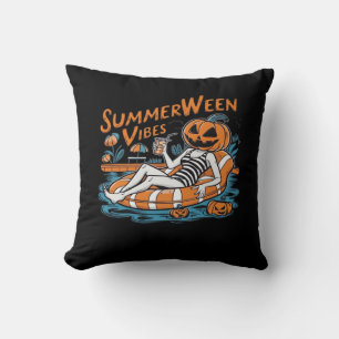 Summerween Vibes For Spooky Summer, Halloween Gift Throw Pillow