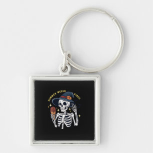 Summerween Vibes Funny Skeleton IceCream Summer Va Keychain