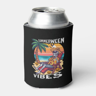 Summerween Vibes Halloween Skeleton Can Cooler