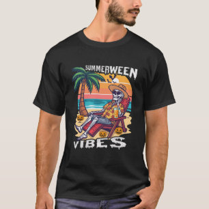 Summerween Vibes Halloween Skeleton T-Shirt