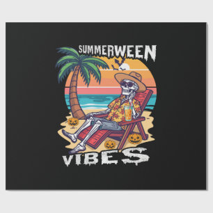 Summerween Vibes Halloween Skeleton Wrapping Paper