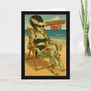 Summerween Vibes Retro Beach Gothic Style Tee  Card