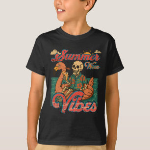 Summerween Vibes Skeleton Flamingo Float Summer Ha T-Shirt