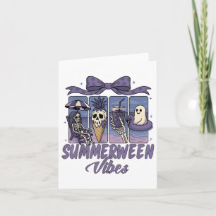 Summerween Vibes Skeleton Ghost Beach Party Hallow Card
