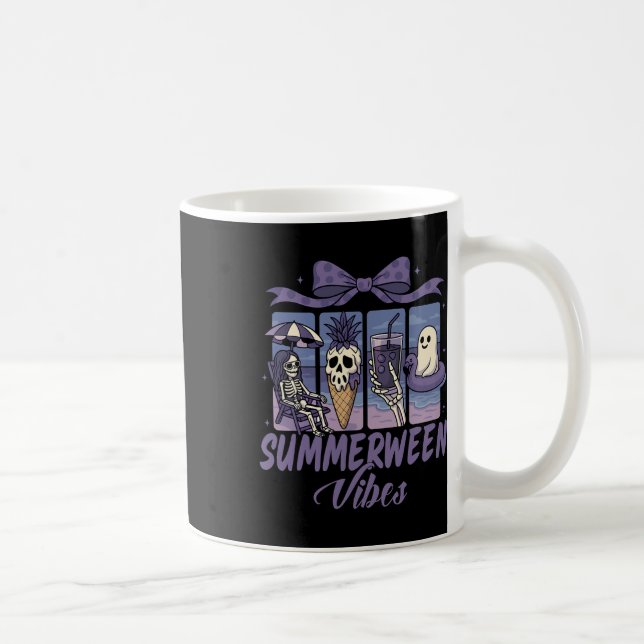Summerween Vibes Skeleton Ghost Beach Party Hallow Coffee Mug (Right)