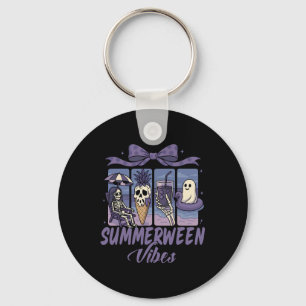 Summerween Vibes Skeleton Ghost Beach Party Hallow Keychain