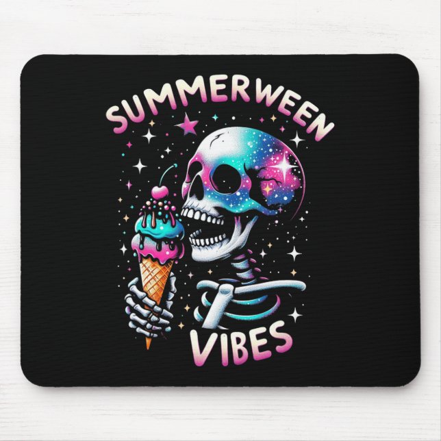Summerween Vibes Skeleton Ice Cream Summer Hallowe Mouse Pad (Front)