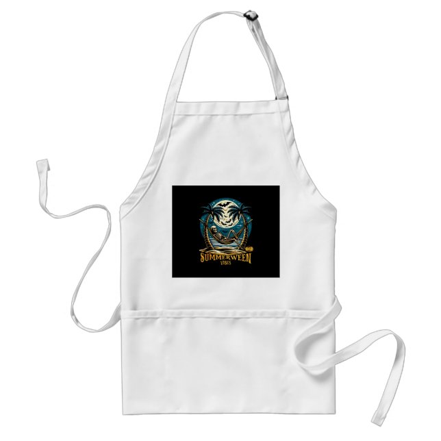 Summerween Vibes Skeleton Pumpkin Skeleton Summer  Standard Apron (Front)