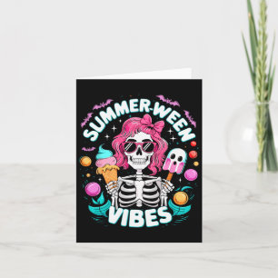 Summerween Vibes Skeleton Spooky Vacation Hallowee Card