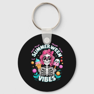 Summerween Vibes Skeleton Spooky Vacation Hallowee Keychain