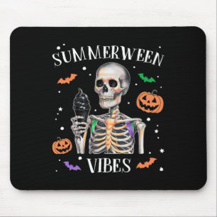 Summerween Vibes Skeleton Summer Halloween Mouse Pad
