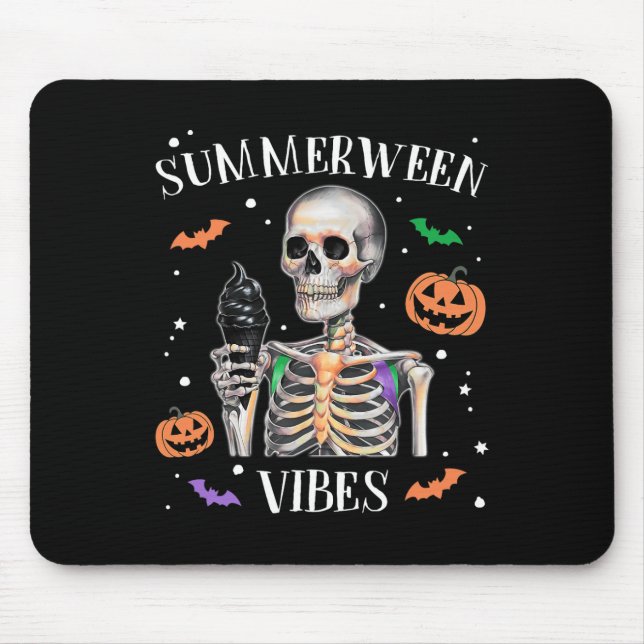 Summerween Vibes Skeleton Summer Halloween  Mouse Pad (Front)