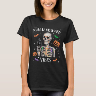 Summerween Vibes Skeleton Summer Halloween T-Shirt