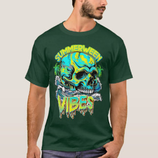 Summerween Vibes Skull Horror Beach Hello Summer B T-Shirt
