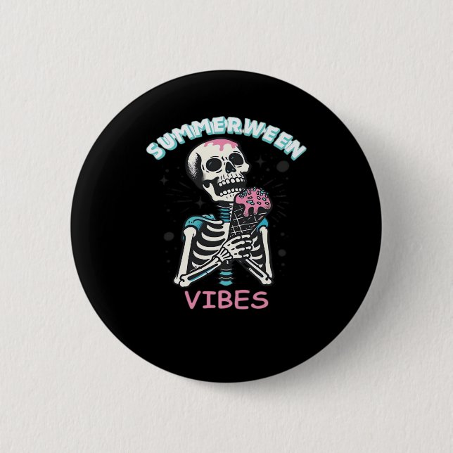 Summerween Vibes Spooky Summer Pumpkin Classic 2 Inch Round Button (Front)