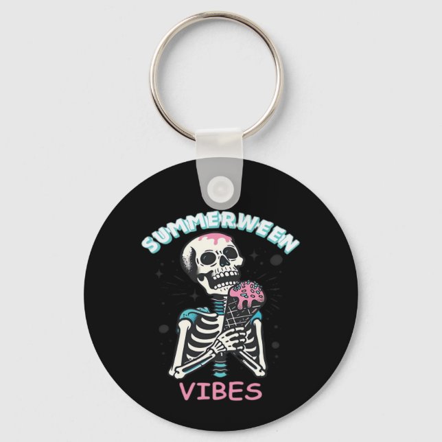 Summerween Vibes Spooky Summer Pumpkin Classic Keychain (Front)