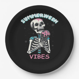 Summerween Vibes Spooky Summer Pumpkin Classic Paper Plate