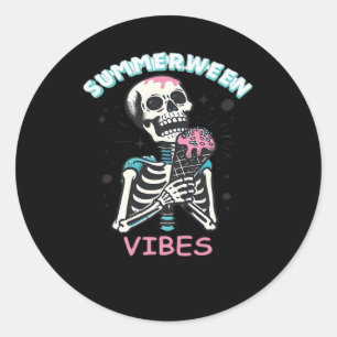 Summerween Vibes Spooky Summer Pumpkin Classic Round Sticker