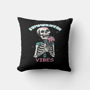 Summerween Vibes Spooky Summer Pumpkin Classic Throw Pillow