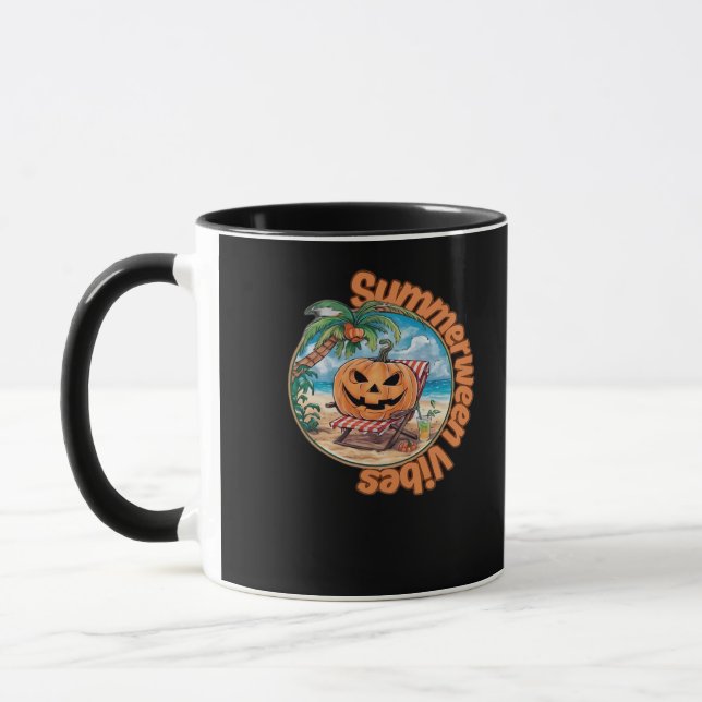 Summerween Vibes Spooky Summer Pumpkin Classic Vir Mug (Left)