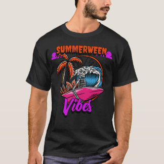 Summerween Vibes Surfing Skeleton T-Shirt