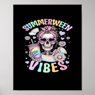 Summerween Vibes Sweet Skeleton Girl Summer Hallow Poster