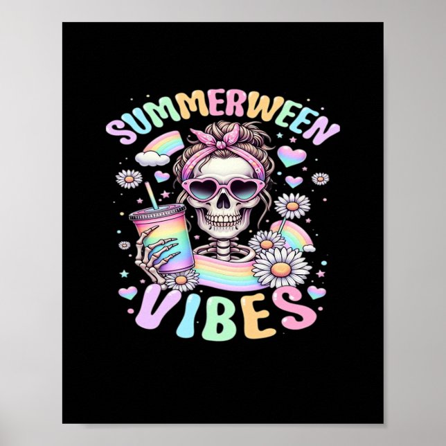 Summerween Vibes Sweet Skeleton Girl Summer Hallow Poster (Front)