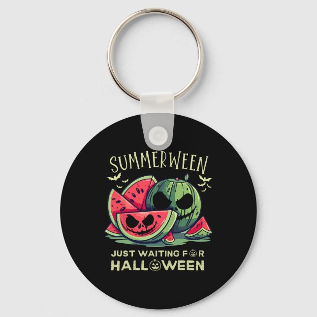 Summerween Watermelon Ghost Halloween Ts Summer Vi Keychain (Front)