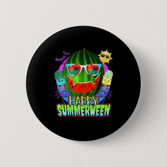 Summerween Watermelon Jack O Lantern 2 Inch Round Button (Front)