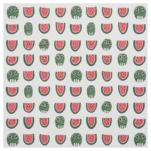Summerween Watermelon Skull  Fabric (Swatch)