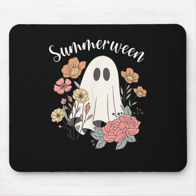 Summerween Wildflower Funny Ghost Spooky Season Ha Mouse Pad (Front)