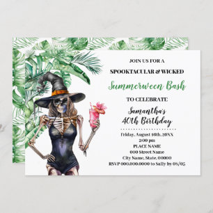Summerween Witches Pool Bash Birthday Invitation