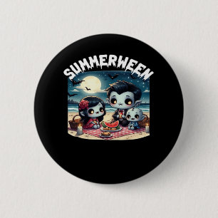 Summerween With A Family Of Vampires At The Beach 2 Inch Round Button