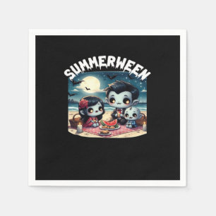 Summerween With A Family Of Vampires At The Beach  Napkin