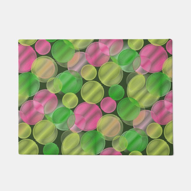 Summery Bubbles in Green and Pink Doormat (Front)