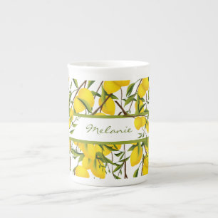 Summery Citrus Lemon Tree Branches  Bone China Mug