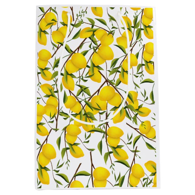 Summery Citrus Lemon Tree Branches  Medium Gift Bag (Front)