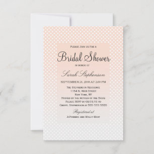 Summery Coral Peach to Grey Gradient Polka Dots Invitation