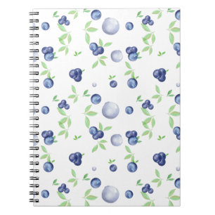 Summery Fresh Watercolor Blueberry Notebook
