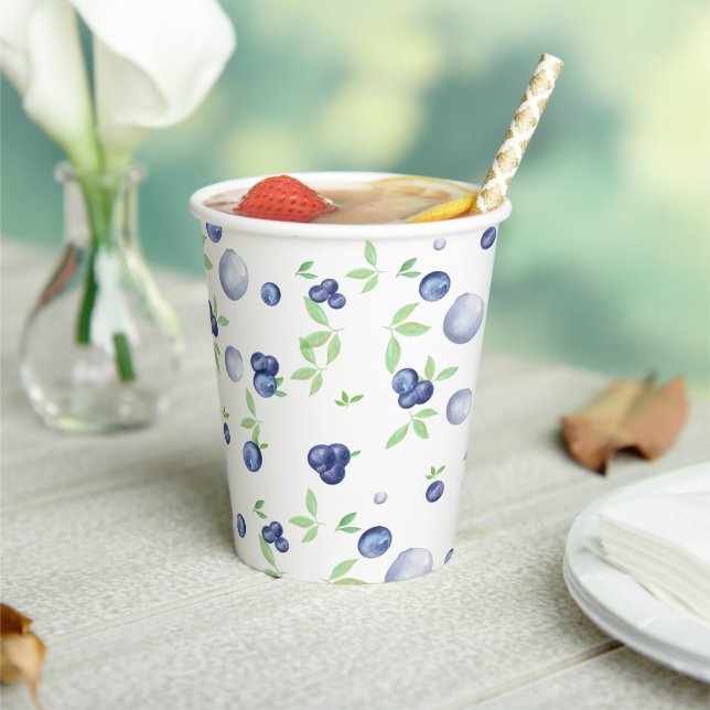 Summery Fresh Watercolor Blueberry Paper Cups (Insitu)