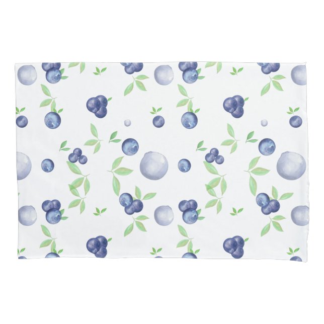 Summery Fresh Watercolor Blueberry  Pillowcase (Front)