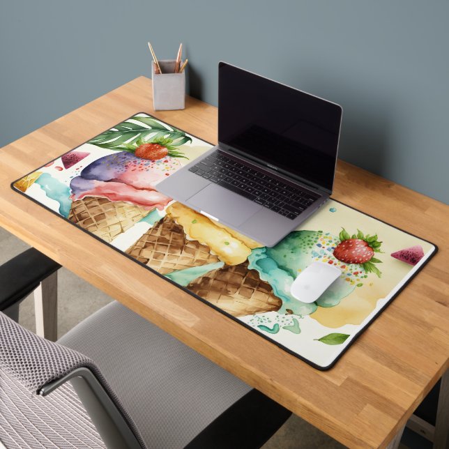 Summery Fun Fancy ICE CREAM CONES Desk Mat (Office 2)