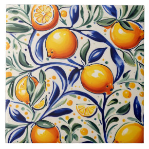 Summery Mediterranean Italian Lemon pattern Tile